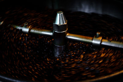 High angle view of coffee beans in container