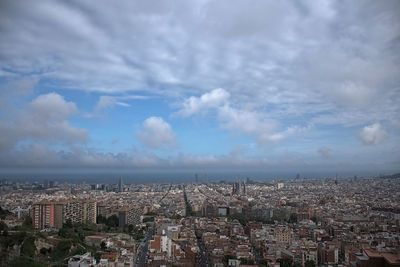 High angle shot of townscape against sky