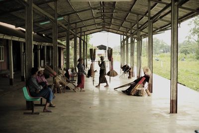 Group of people playing in shopping mall