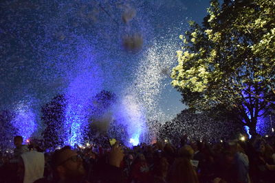 Illuminated lights at night