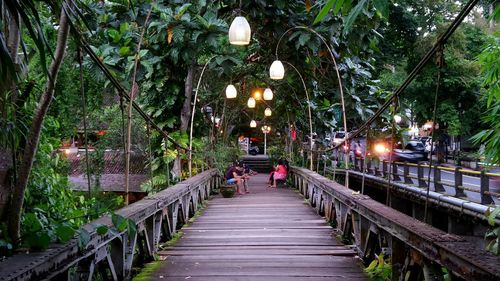 Walkway along trees in park