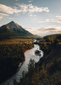 Scenic view right off the highway in upper alaska 