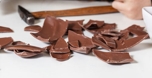 Close-up of chocolate cake on table