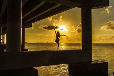 Scenic view of sea at sunset
