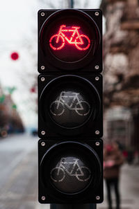 Bicycle traffic signal, red light, road bike, free bike zone or area, bike sharing