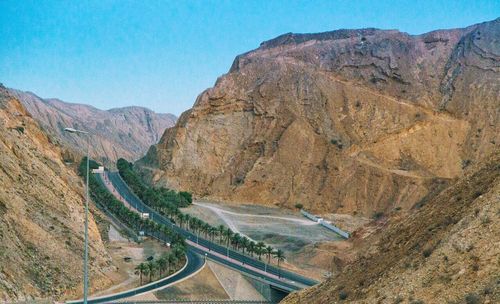 High angle view of mountain road