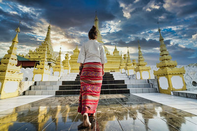 Rear view of a temple against building