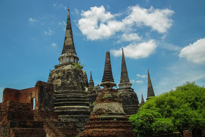 Low angle view of temple against sky