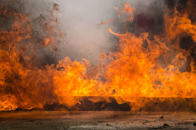 Fire in sea during autumn