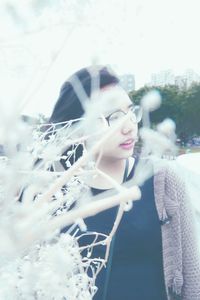 Close-up of woman on snow