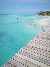 Scenic view of calm sea against clear sky