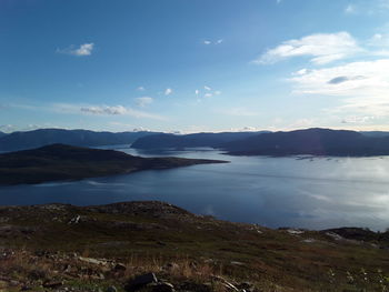 Scenic view of lake against sky