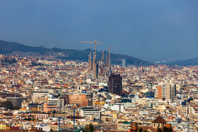 High angle view of townscape against sky