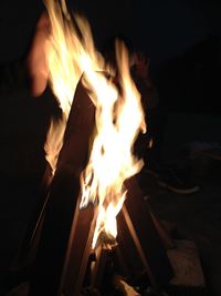 Close-up of bonfire at night