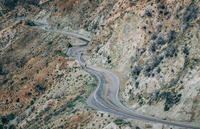 High angle view of road passing through mountain