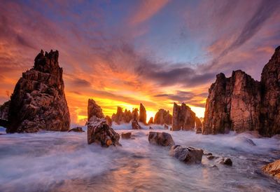 Scenic view of sea against sky during sunset