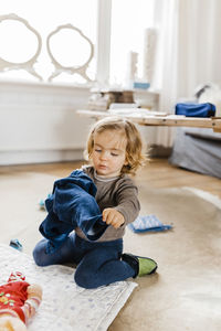 Girl playing at home