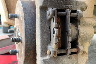 Close-up of old machine part