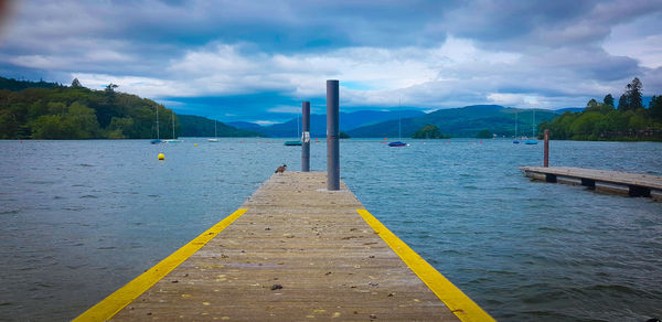 Scenic view of pier over sea against sky