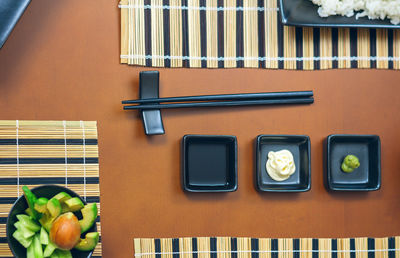 High angle view of fruits on table