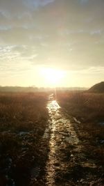 Scenic view of field against sky during sunset