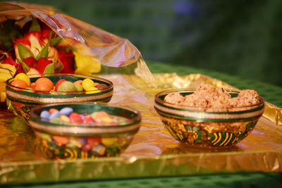 Close-up of food on table