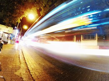 Blurred motion of train at night