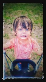 Portrait of smiling girl in playground