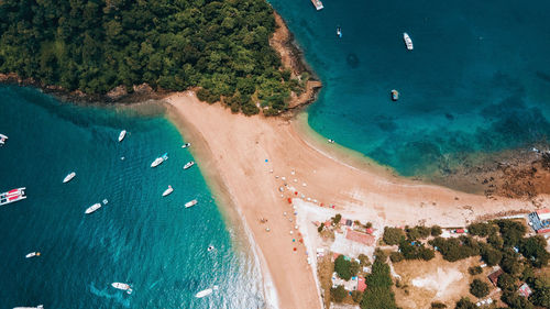 Drone view of sea shore in panama