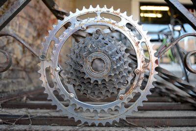 Close-up of old bicycle gears