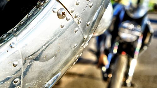 Close-up of wet bicycle
