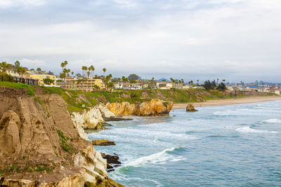 Beach scene rocks pismo beach california