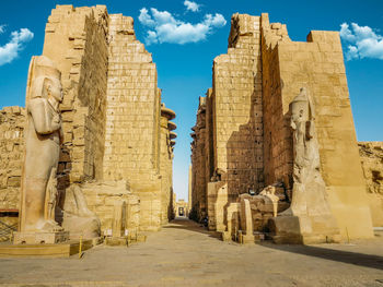 Low angle view of ancient temple against sky