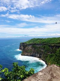 Scenic view of bay against sky