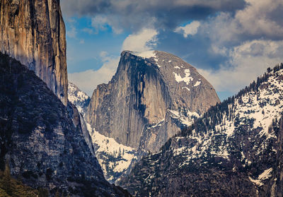 Panoramic view of snowcapped mountains against sky