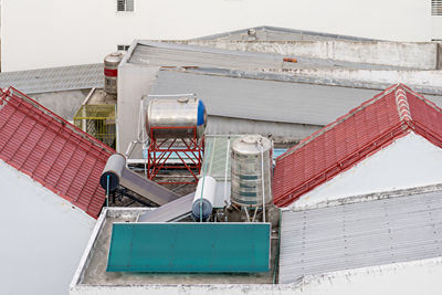 High angle view of building against sky