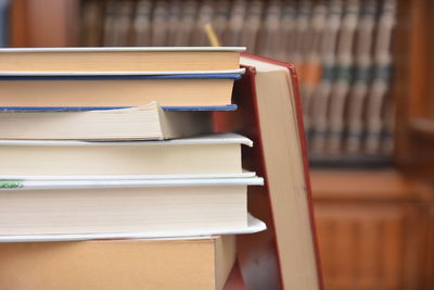 Close-up of books on table