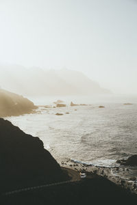 Scenic view of sea against clear sky