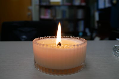 Close-up of illuminated candle