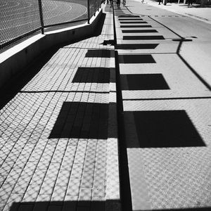 High angle view of shadow on road