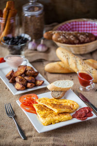 Close-up of food in plate on table