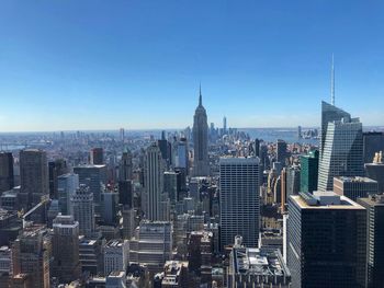 View of cityscape against clear sky