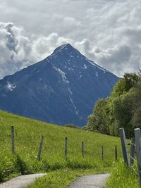 Scenic view of mountains against sky