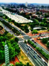 High angle view of traffic on road