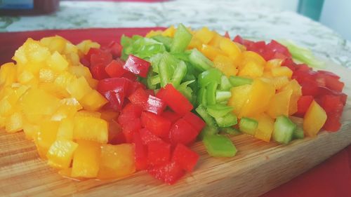 Close-up of chopped vegetables