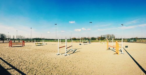 Empty hurdling field against sky at manege de prinsenstad