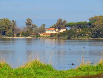 Scenic view of lake against sky