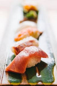 Close-up of sushi in plate