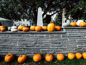 Pumpkins for sale at market stall