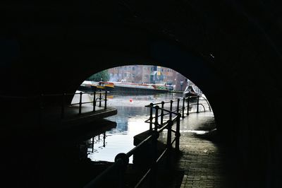 Arch bridge over river